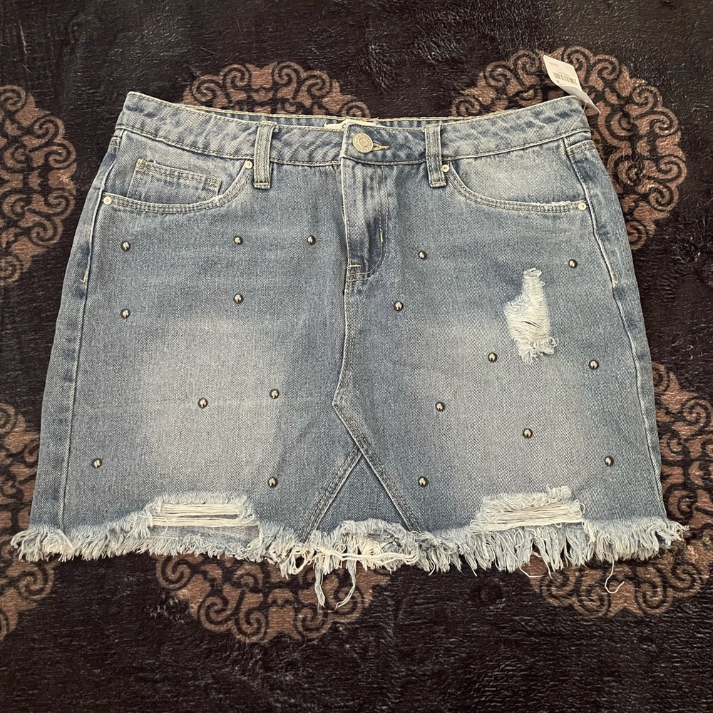 Jean studded skirt.